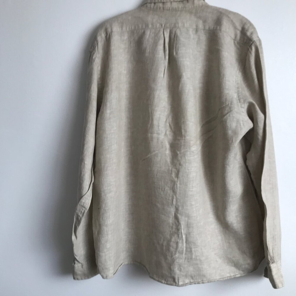 Brooks Brothers Linen Button Front Shirt Beige Long Sleeve Mens L - Picture 5 of 7
